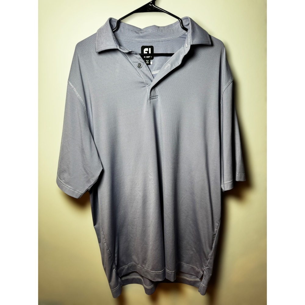 Footjoy Mens purple Pinstripe Golf Polo‎ Shirt Short Sleeve Button Up Size XL